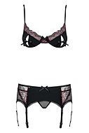 Lingerie set, lace, small bow, peek-a-boo cups